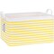 Sea Team Collapsible Canvas Fabric Storage Basket with Handles, Rectangle Waterproof Storage Bin, Box, Cube, Foldable Shelf Basket, Closet Organizer, 16.5 x 11.8 x 9.8 Inches, Yellow Stripe